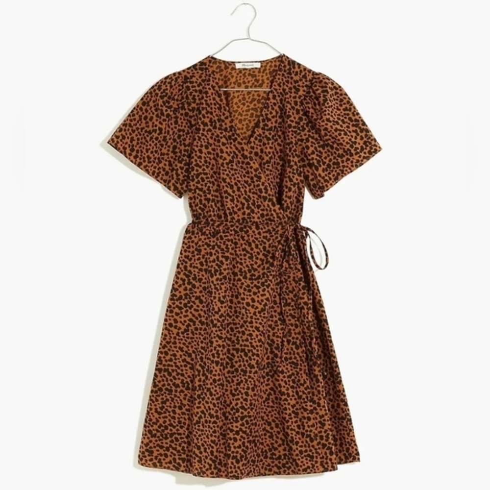 Madewell Flutter‎ Sleeve Leopard Wrap Dress Small - Picture 2 of 6
